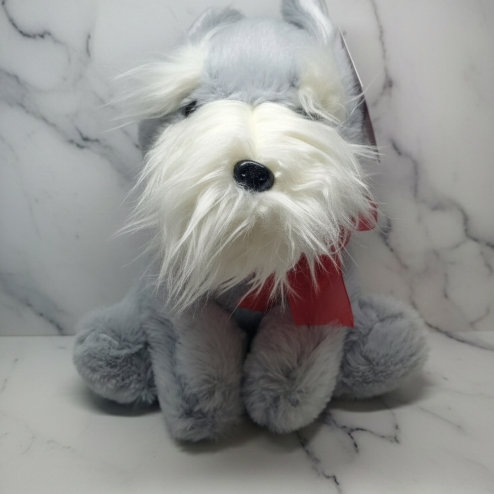 Gray and White Plush Dog Toy